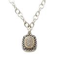 Yellow Gold and Sterling Silver Pendant Necklace